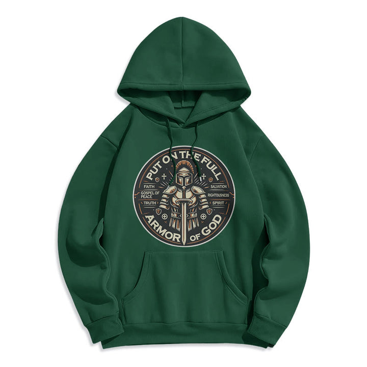 Christianartworkshop Style moderne Enfilez l'armure complète de Dieu Sweat à capuche en polyester doublé polaire - Vert - 2XL - image 25