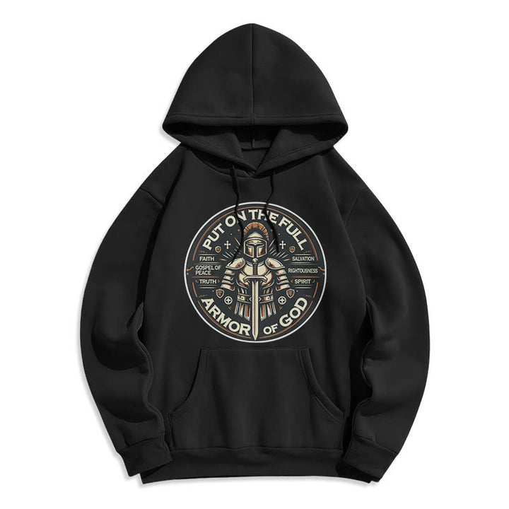 Christianartworkshop Style moderne Enfilez l'armure complète de Dieu Sweat à capuche en polyester doublé polaire - Noir - 2XL - image 5