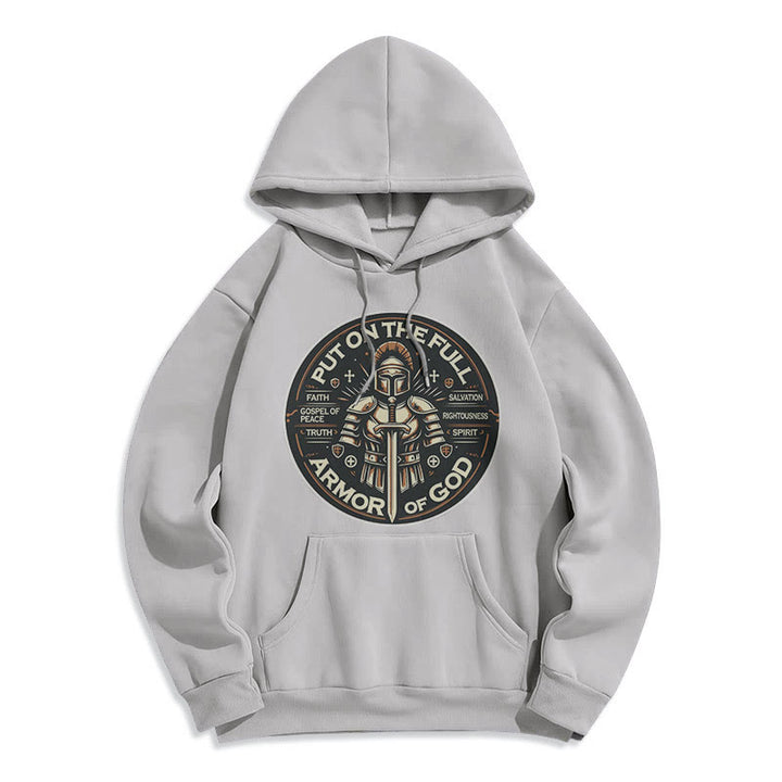 Christianartworkshop Style moderne Enfilez l'armure complète de Dieu Sweat à capuche en polyester doublé polaire - Gris - 2XL - image 0