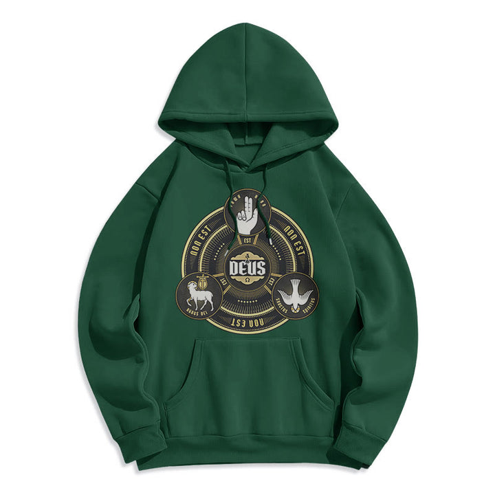 Sweat à capuche en polyester doublé polaire style classique avec emblème de la Sainte Trinité et motif de Dieu, signé Christianartworkshop - Vert - 2XL - image 20