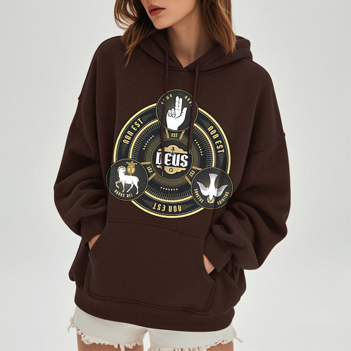 Sweat à capuche en polyester doublé polaire style classique avec emblème de la Sainte Trinité et motif de Dieu, signé Christianartworkshop - image 17