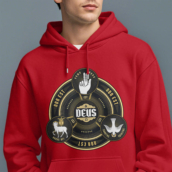 Sweat à capuche en polyester doublé polaire style classique avec emblème de la Sainte Trinité et motif de Dieu, signé Christianartworkshop - image 38