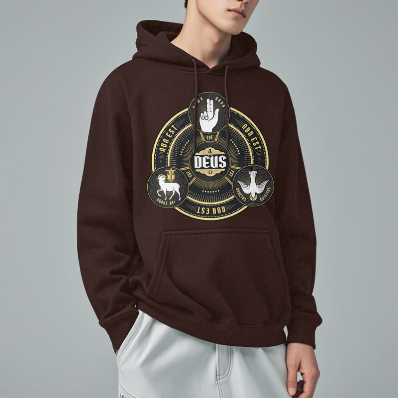 Sweat à capuche en polyester doublé polaire style classique avec emblème de la Sainte Trinité et motif de Dieu, signé Christianartworkshop - image 18