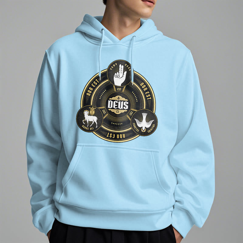 Sweat à capuche en polyester doublé polaire style classique avec emblème de la Sainte Trinité et motif de Dieu, signé Christianartworkshop - image 26