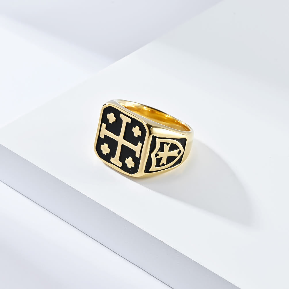 Bague sigillaire croix de Jérusalem style classique Christianartworkshop, symbole de la foi divine - image 5