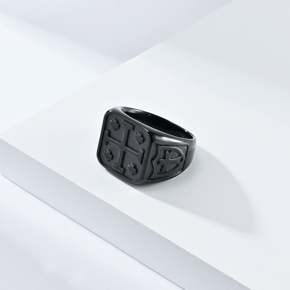 Bague sigillaire croix de Jérusalem style classique Christianartworkshop, symbole de la foi divine - image 7
