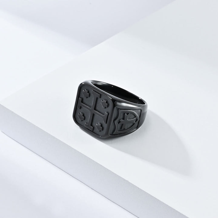 Bague sigillaire croix de Jérusalem style classique Christianartworkshop, symbole de la foi divine - image 7