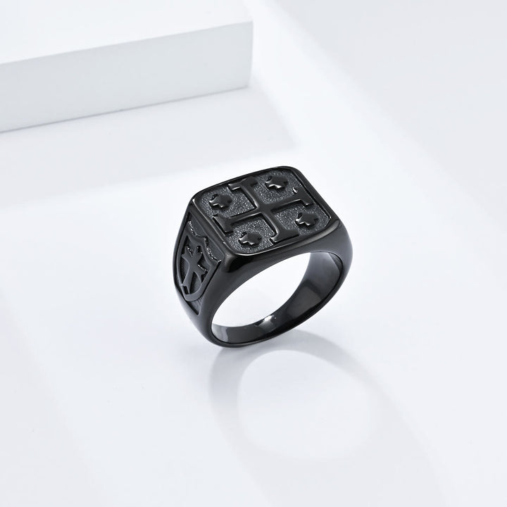 Bague sigillaire croix de Jérusalem style classique Christianartworkshop, symbole de la foi divine - Noir - US 12 - image 6