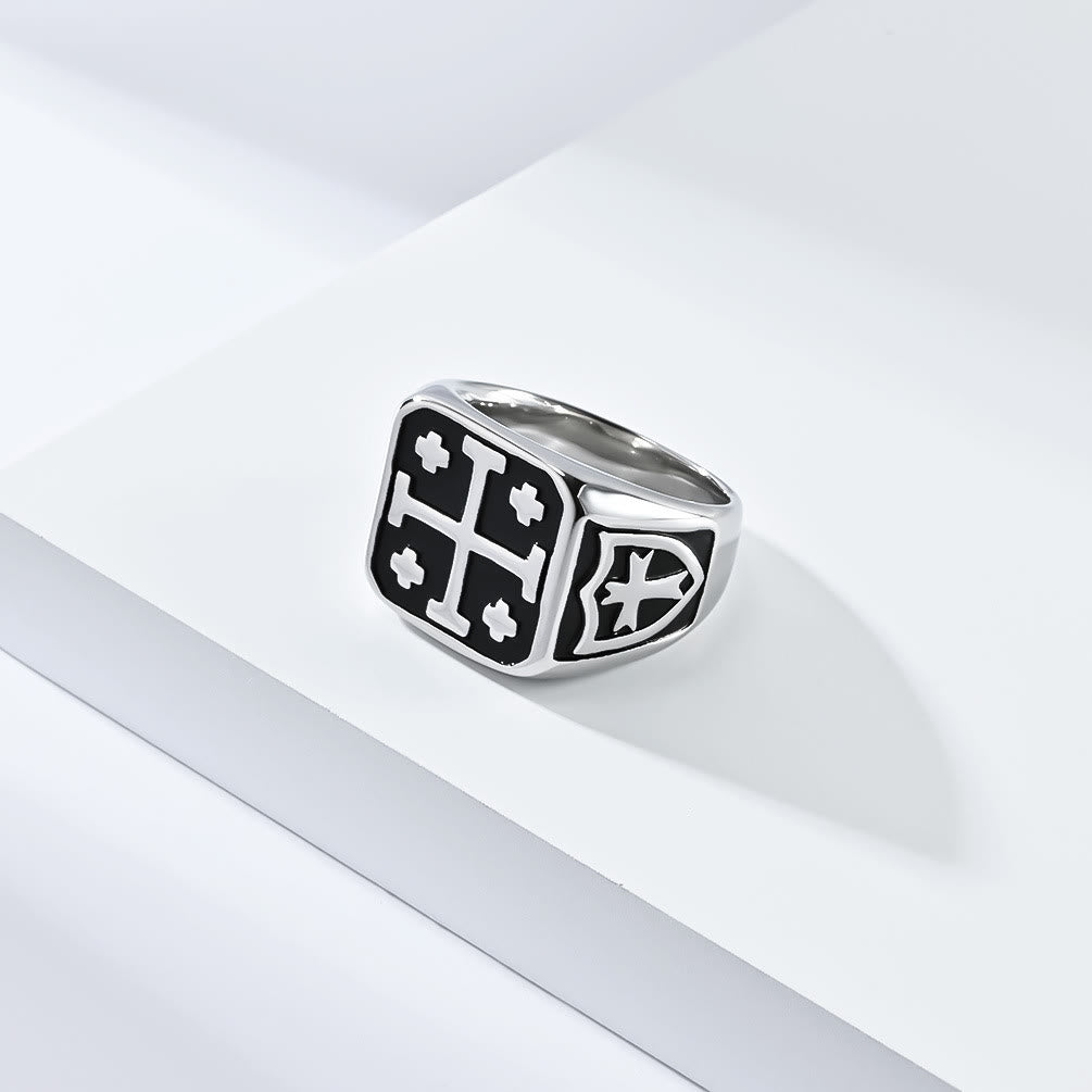 Bague sigillaire croix de Jérusalem style classique Christianartworkshop, symbole de la foi divine - image 2