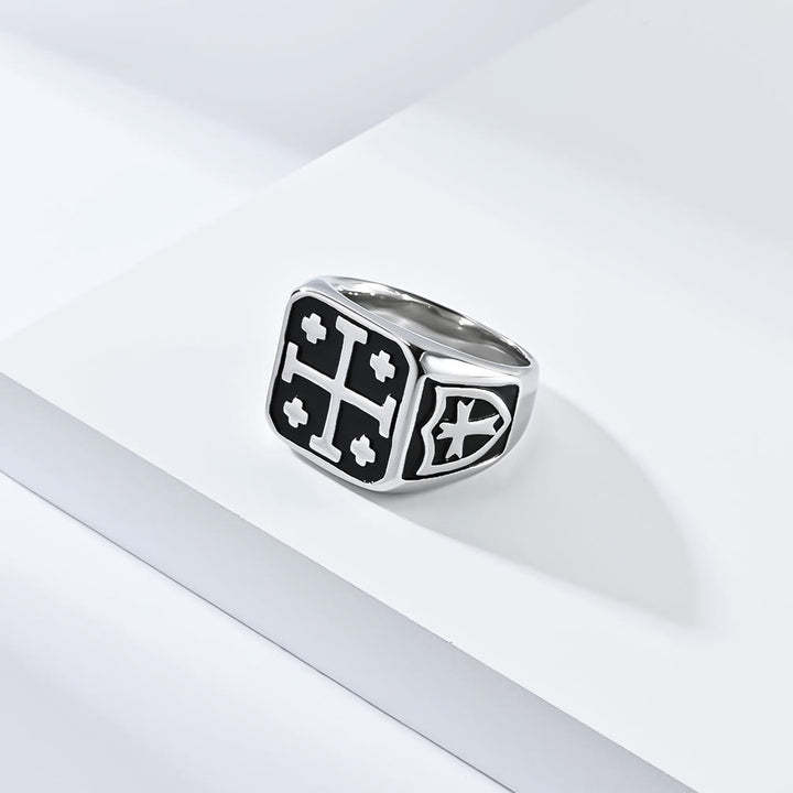 Bague sigillaire croix de Jérusalem style classique Christianartworkshop, symbole de la foi divine - image 2
