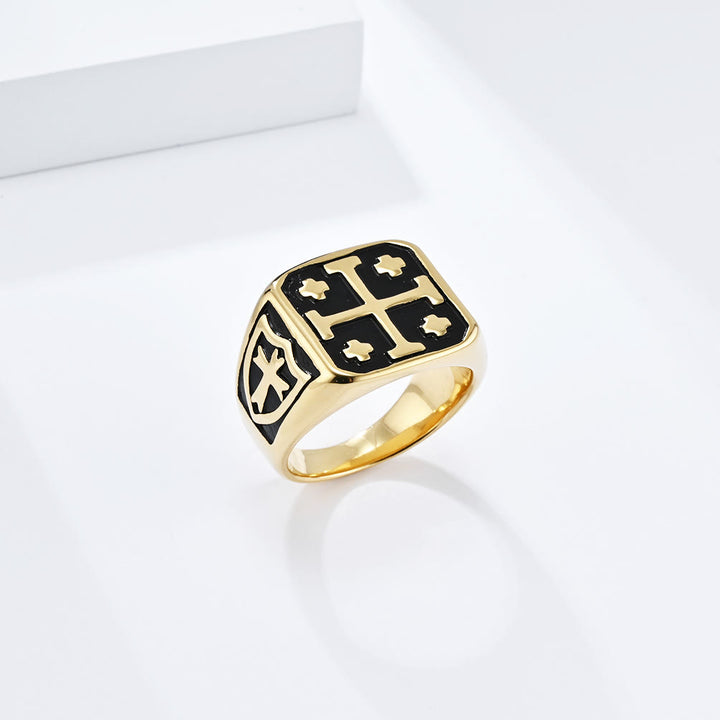 Bague sigillaire croix de Jérusalem style classique Christianartworkshop, symbole de la foi divine - Or - US 13 - image 4
