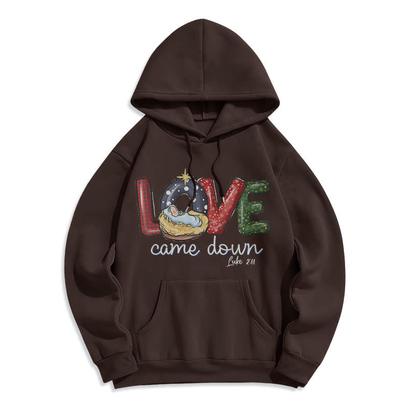 Christianartworkshop Sweat à capuche en polyester doublé polaire « Love Came Down Christmas » aux couleurs vives - Brun - 2XL - image 15