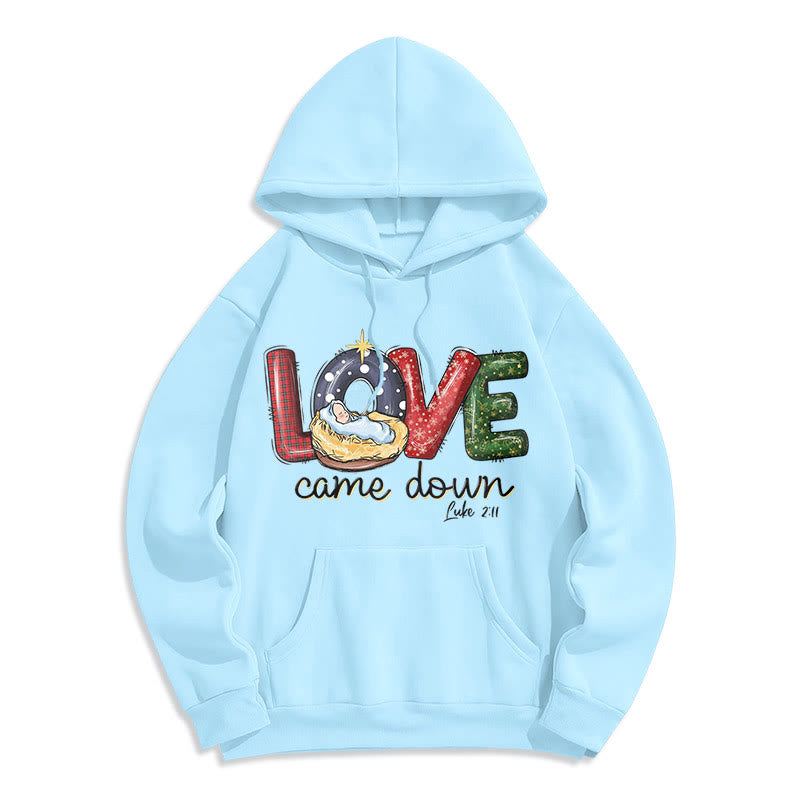 Christianartworkshop Sweat à capuche en polyester doublé polaire « Love Came Down Christmas » aux couleurs vives - Bleu - 2XL - image 25