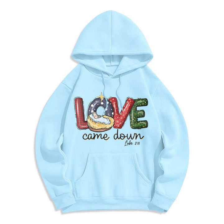 Christianartworkshop Sweat à capuche en polyester doublé polaire « Love Came Down Christmas » aux couleurs vives - Bleu - 2XL - image 25