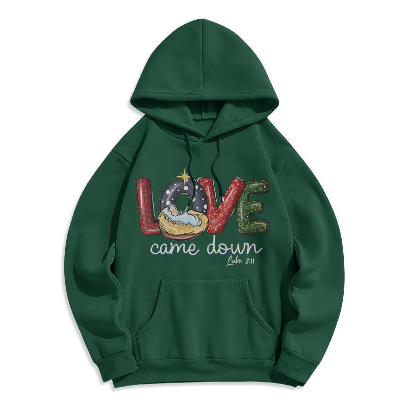 Christianartworkshop Sweat à capuche en polyester doublé polaire « Love Came Down Christmas » aux couleurs vives - Vert - 2XL - image 20