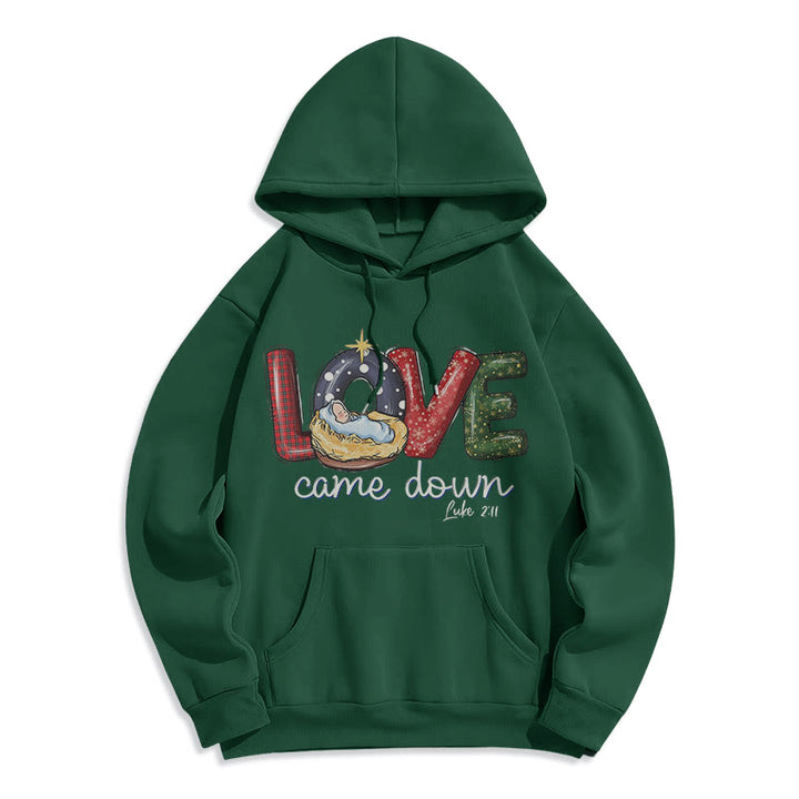 Christianartworkshop Sweat à capuche en polyester doublé polaire « Love Came Down Christmas » aux couleurs vives - Vert - 2XL - image 20