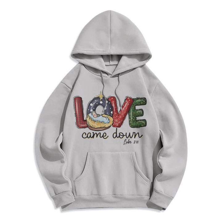 Christianartworkshop Sweat à capuche en polyester doublé polaire « Love Came Down Christmas » aux couleurs vives - Gris - 2XL - image 30