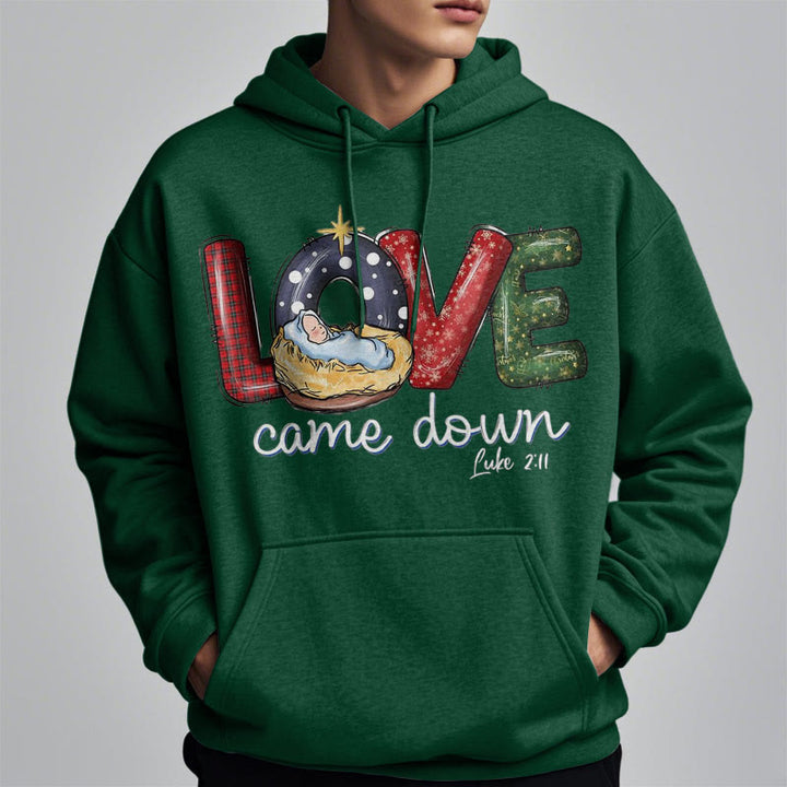 Christianartworkshop Sweat à capuche en polyester doublé polaire « Love Came Down Christmas » aux couleurs vives - image 22