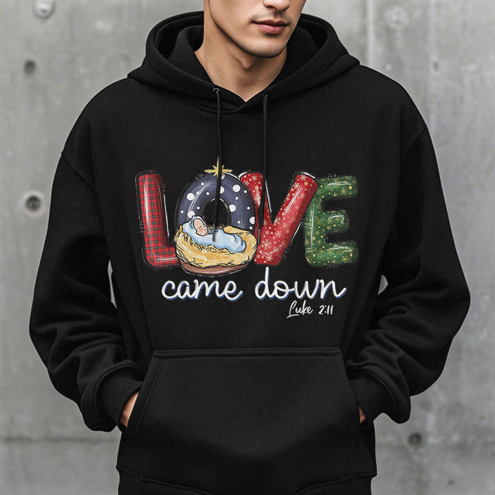 Christianartworkshop Sweat à capuche en polyester doublé polaire « Love Came Down Christmas » aux couleurs vives - image 12