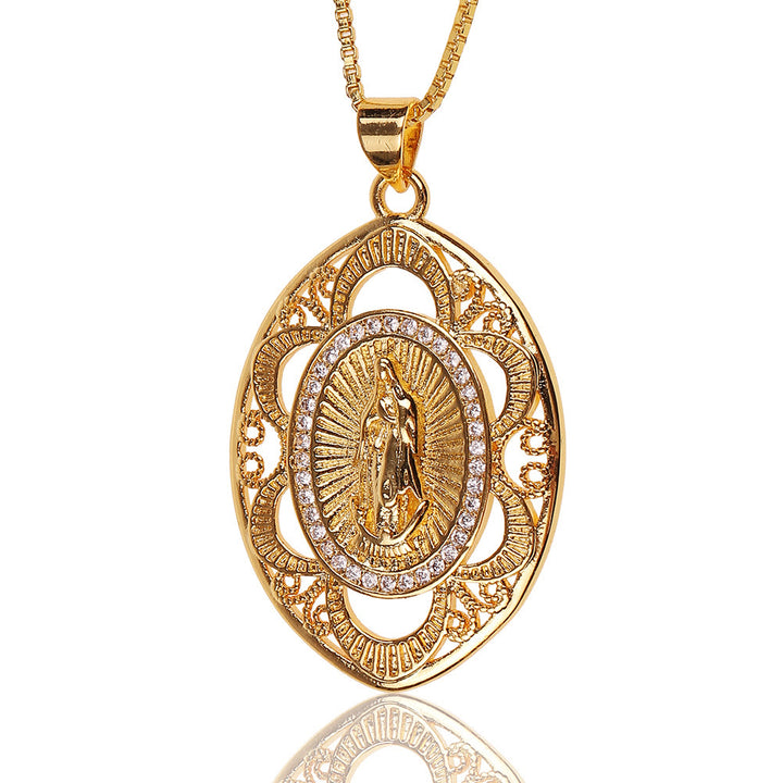 Christianartworkshop Collier ovale moderne Notre-Dame de Guadalupe, symbole de la foi sacrée - image 4