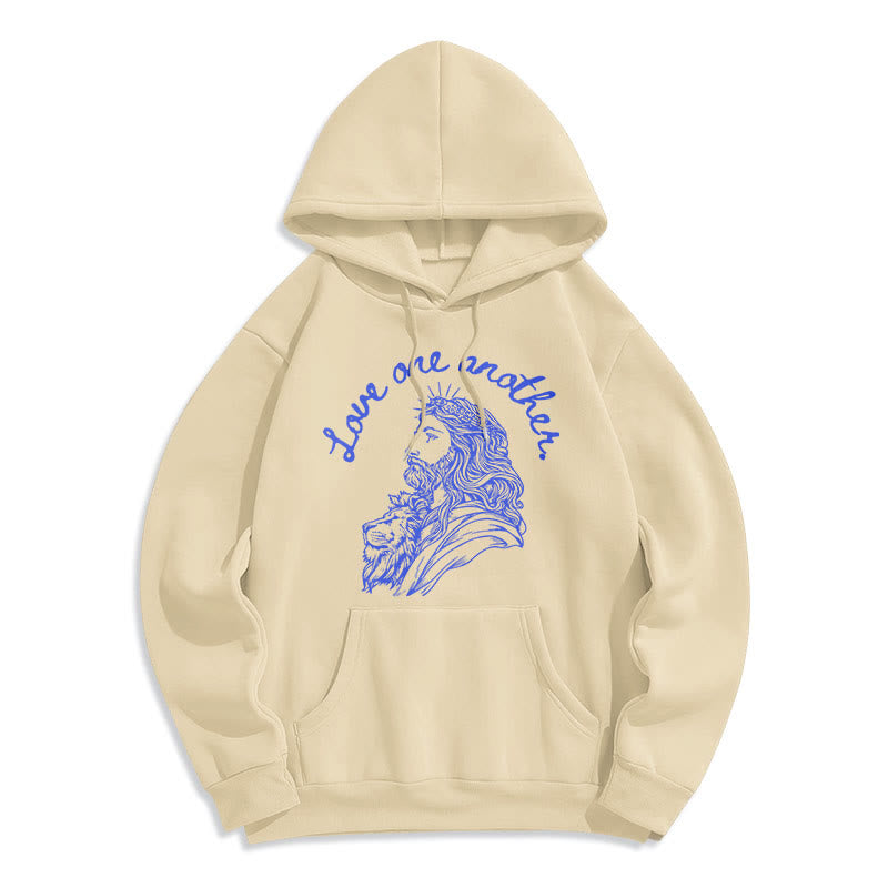 Christianartworkshop Style classique Aimez-vous les uns les autres Jésus Sweat à capuche en polyester doublé polaire - Beige - 2XL - image 10