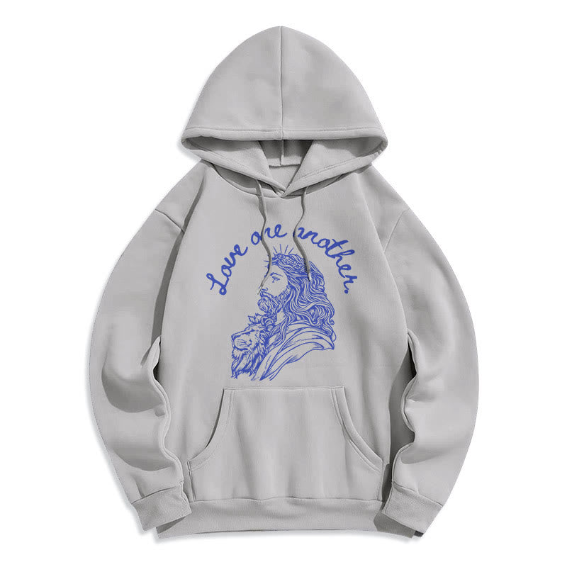 Christianartworkshop Style classique Aimez-vous les uns les autres Jésus Sweat à capuche en polyester doublé polaire - Gris - 2XL - image 30