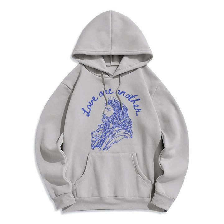 Christianartworkshop Style classique Aimez-vous les uns les autres Jésus Sweat à capuche en polyester doublé polaire - Gris - 2XL - image 30