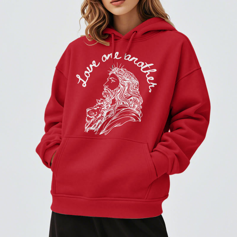 Christianartworkshop Style classique Aimez-vous les uns les autres Jésus Sweat à capuche en polyester doublé polaire - image 38