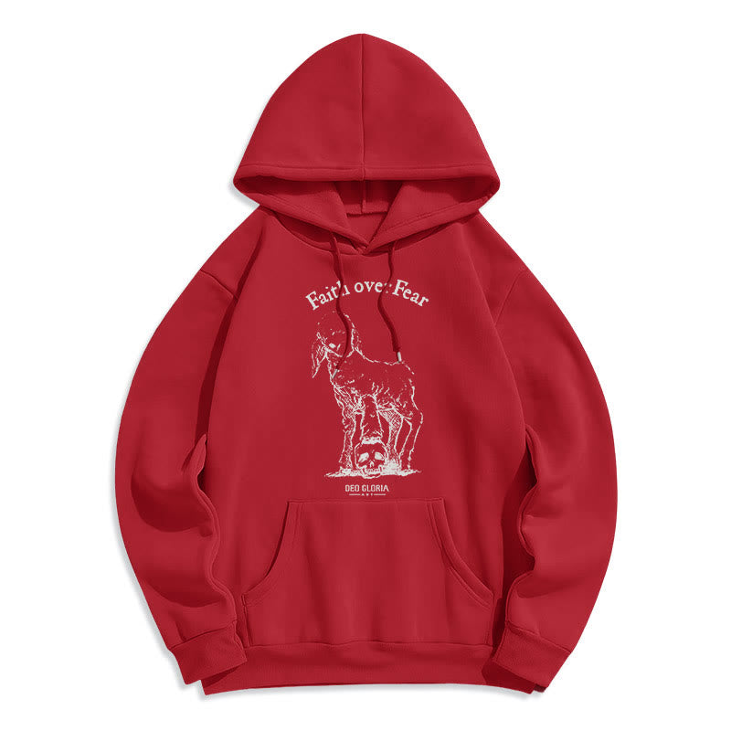 Sweat à capuche en polyester doublé polaire style agneau, avec citation Christianartworkshop « La foi plutôt que la peur ». - Rouge - 2XL - image 35