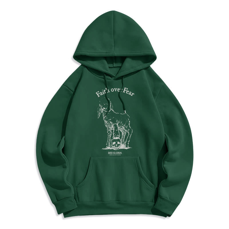 Sweat à capuche en polyester doublé polaire style agneau, avec citation Christianartworkshop « La foi plutôt que la peur ». - Vert - 2XL - image 25