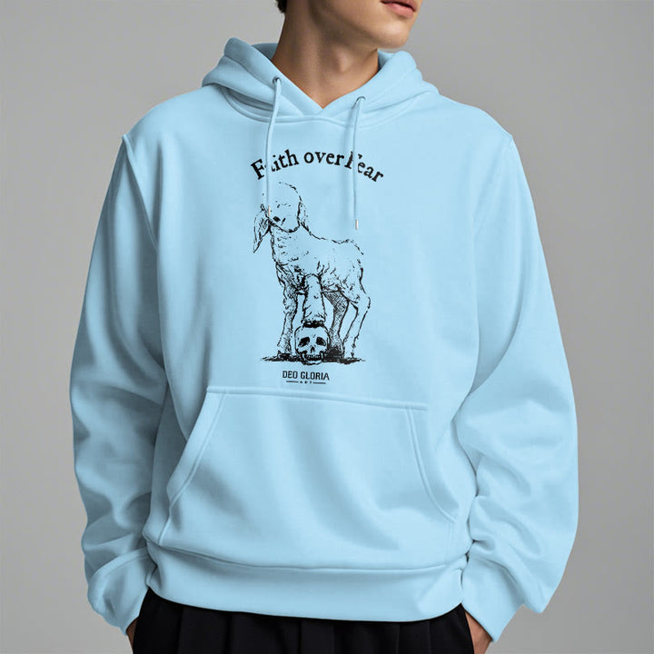 Sweat à capuche en polyester doublé polaire style agneau, avec citation Christianartworkshop « La foi plutôt que la peur ». - image 33
