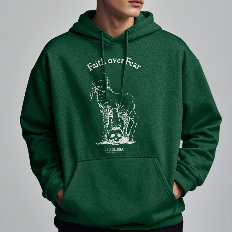 Sweat à capuche en polyester doublé polaire style agneau, avec citation Christianartworkshop « La foi plutôt que la peur ». - image 27