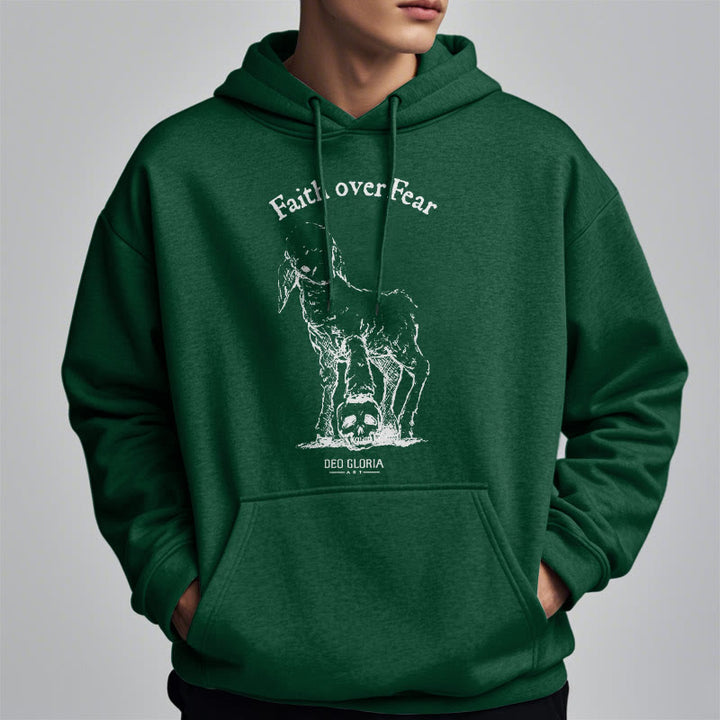 Sweat à capuche en polyester doublé polaire style agneau, avec citation Christianartworkshop « La foi plutôt que la peur ». - image 27