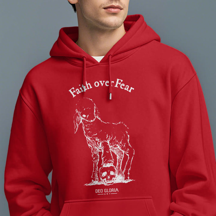 Sweat à capuche en polyester doublé polaire style agneau, avec citation Christianartworkshop « La foi plutôt que la peur ». - image 38