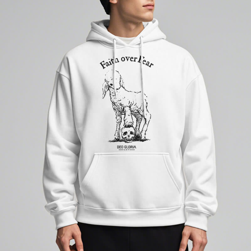 Sweat à capuche en polyester doublé polaire style agneau, avec citation Christianartworkshop « La foi plutôt que la peur ». - image 13
