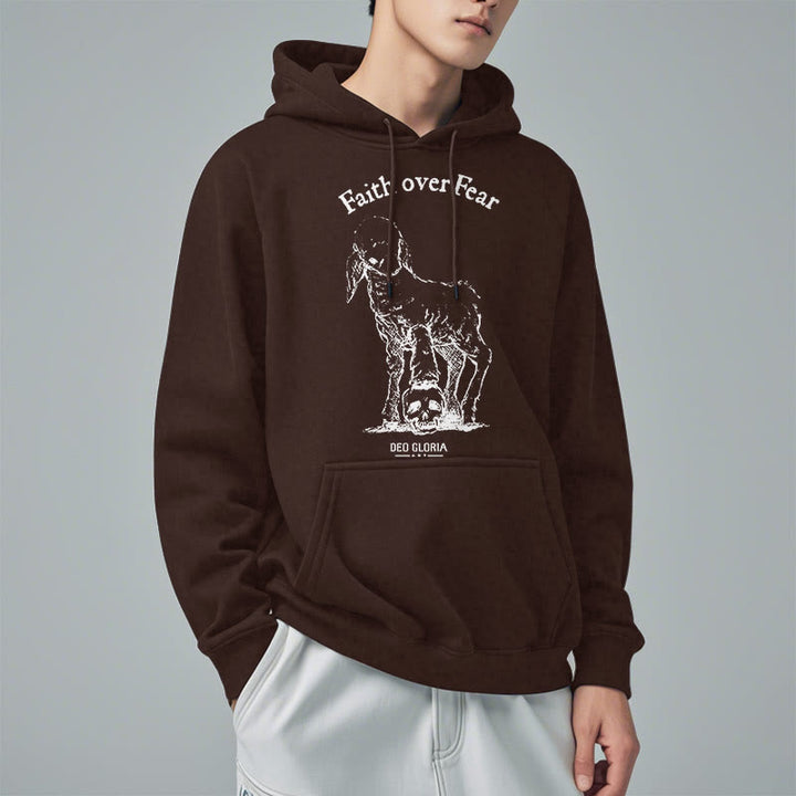 Sweat à capuche en polyester doublé polaire style agneau, avec citation Christianartworkshop « La foi plutôt que la peur ». - image 23