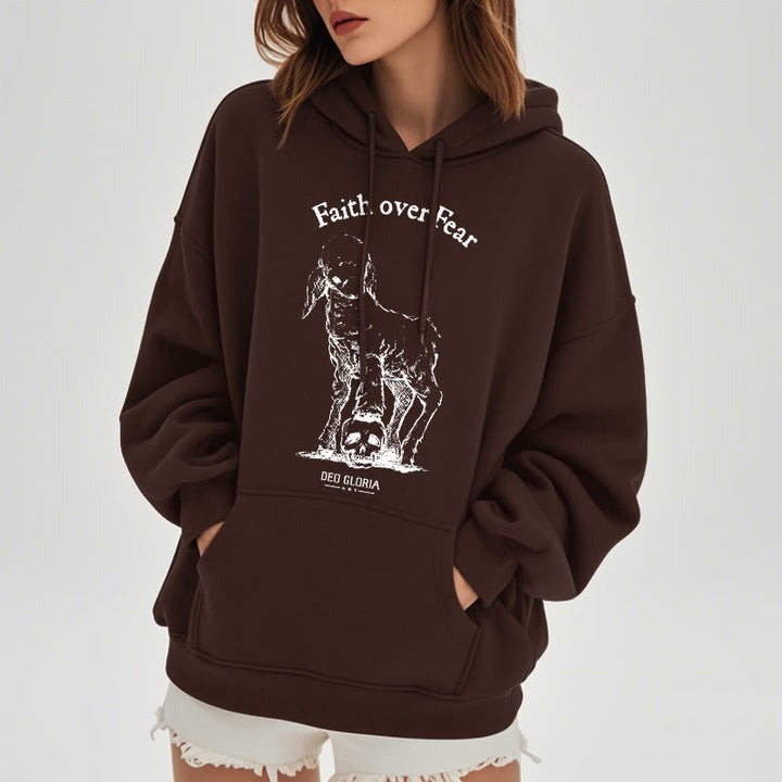 Sweat à capuche en polyester doublé polaire style agneau, avec citation Christianartworkshop « La foi plutôt que la peur ». - image 22
