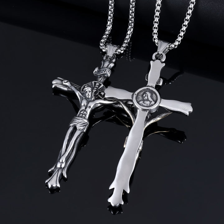 Christianartworkshop Collier croix crucifix style classique INRI avec plaque Jésus et symbole de foi sacrée - image 4