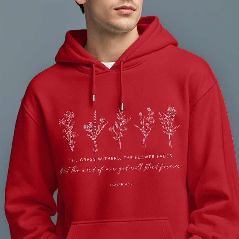 Sweat à capuche en polyester doublé polaire, style citation d'Isaïe 40:8, motif floral éternel, Christianartworkshop - image 37