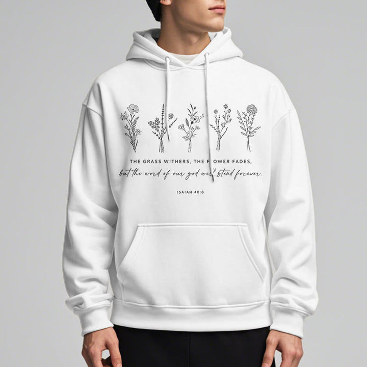 Sweat à capuche en polyester doublé polaire, style citation d'Isaïe 40:8, motif floral éternel, Christianartworkshop - image 8