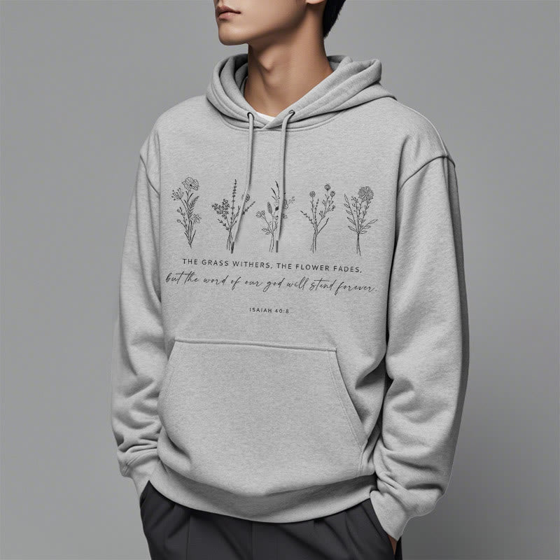 Sweat à capuche en polyester doublé polaire, style citation d'Isaïe 40:8, motif floral éternel, Christianartworkshop - image 33