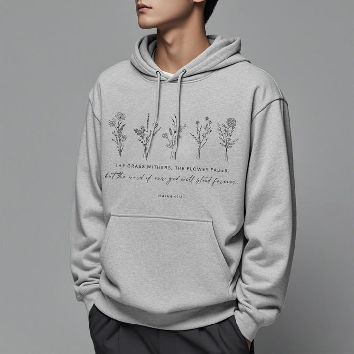 Sweat à capuche en polyester doublé polaire, style citation d'Isaïe 40:8, motif floral éternel, Christianartworkshop - image 33