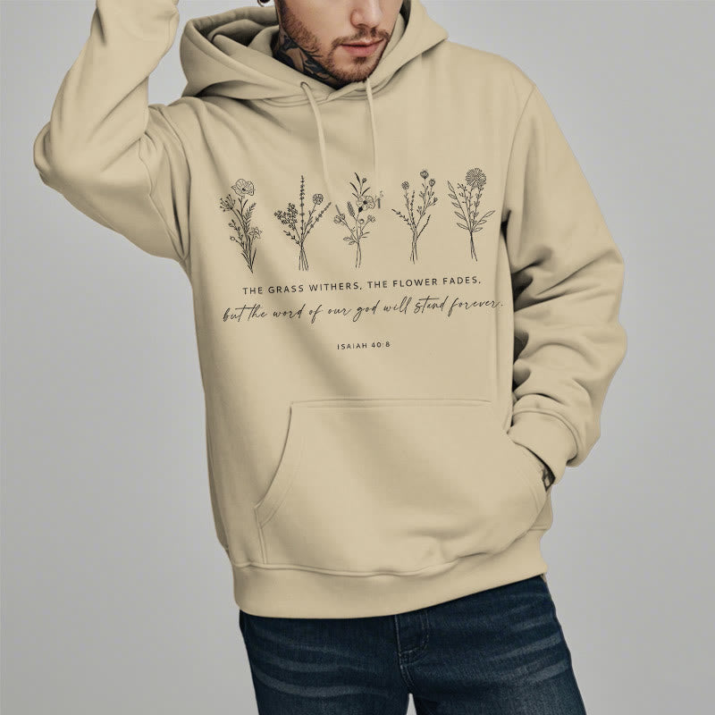 Sweat à capuche en polyester doublé polaire, style citation d'Isaïe 40:8, motif floral éternel, Christianartworkshop - image 18