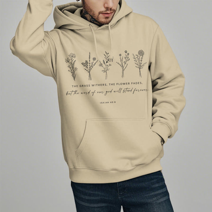 Sweat à capuche en polyester doublé polaire, style citation d'Isaïe 40:8, motif floral éternel, Christianartworkshop - image 18