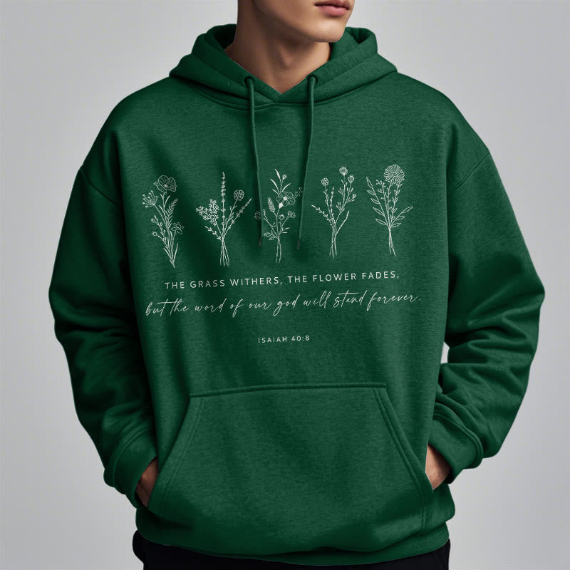 Sweat à capuche en polyester doublé polaire, style citation d'Isaïe 40:8, motif floral éternel, Christianartworkshop - image 23