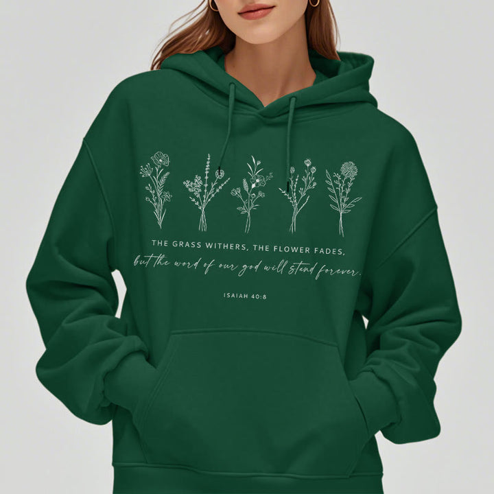 Sweat à capuche en polyester doublé polaire, style citation d'Isaïe 40:8, motif floral éternel, Christianartworkshop - image 22