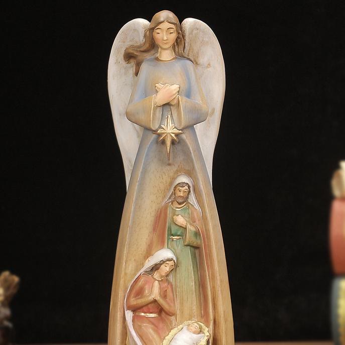 Christianartworkshop Crèche de style classique, statue d'ange en bois, décoration de bureau, ornement - image 4