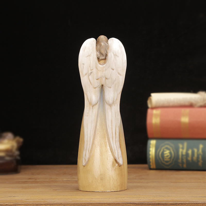 Christianartworkshop Crèche de style classique, statue d'ange en bois, décoration de bureau, ornement - image 3