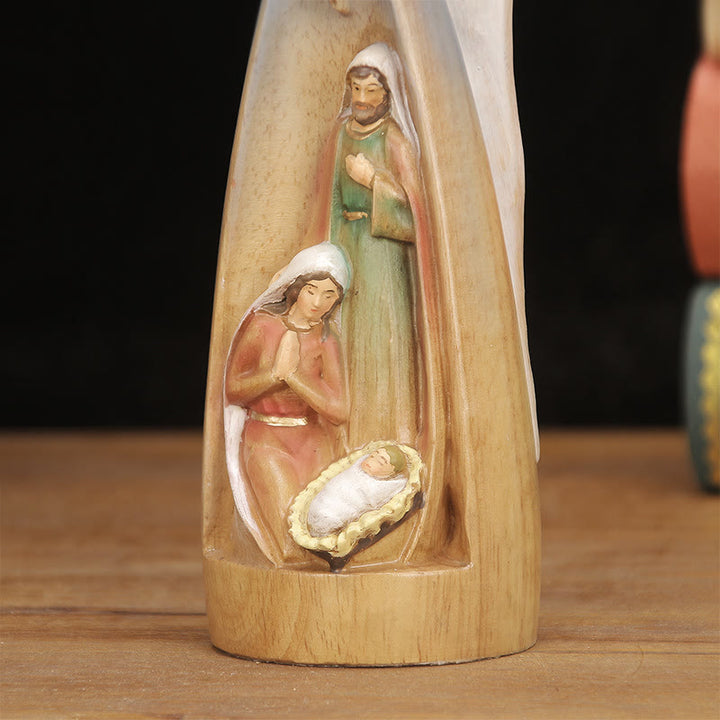 Christianartworkshop Crèche de style classique, statue d'ange en bois, décoration de bureau, ornement - image 5
