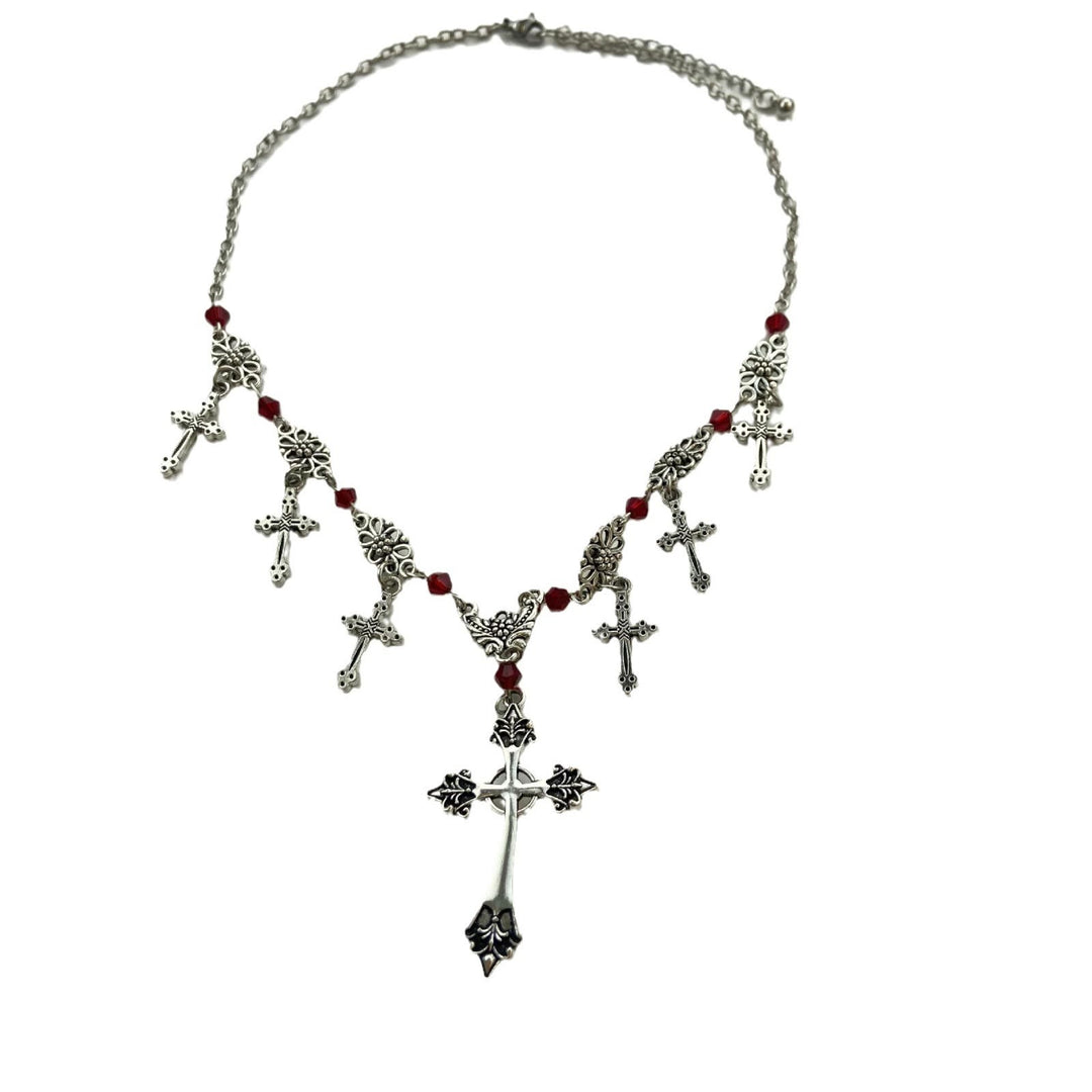 Christianartworkshop Collier croix en perles écarlates style moderne, foi divine - image 7